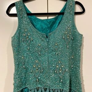 Helen Wong 60's Vintage sequin,beaded top turquois